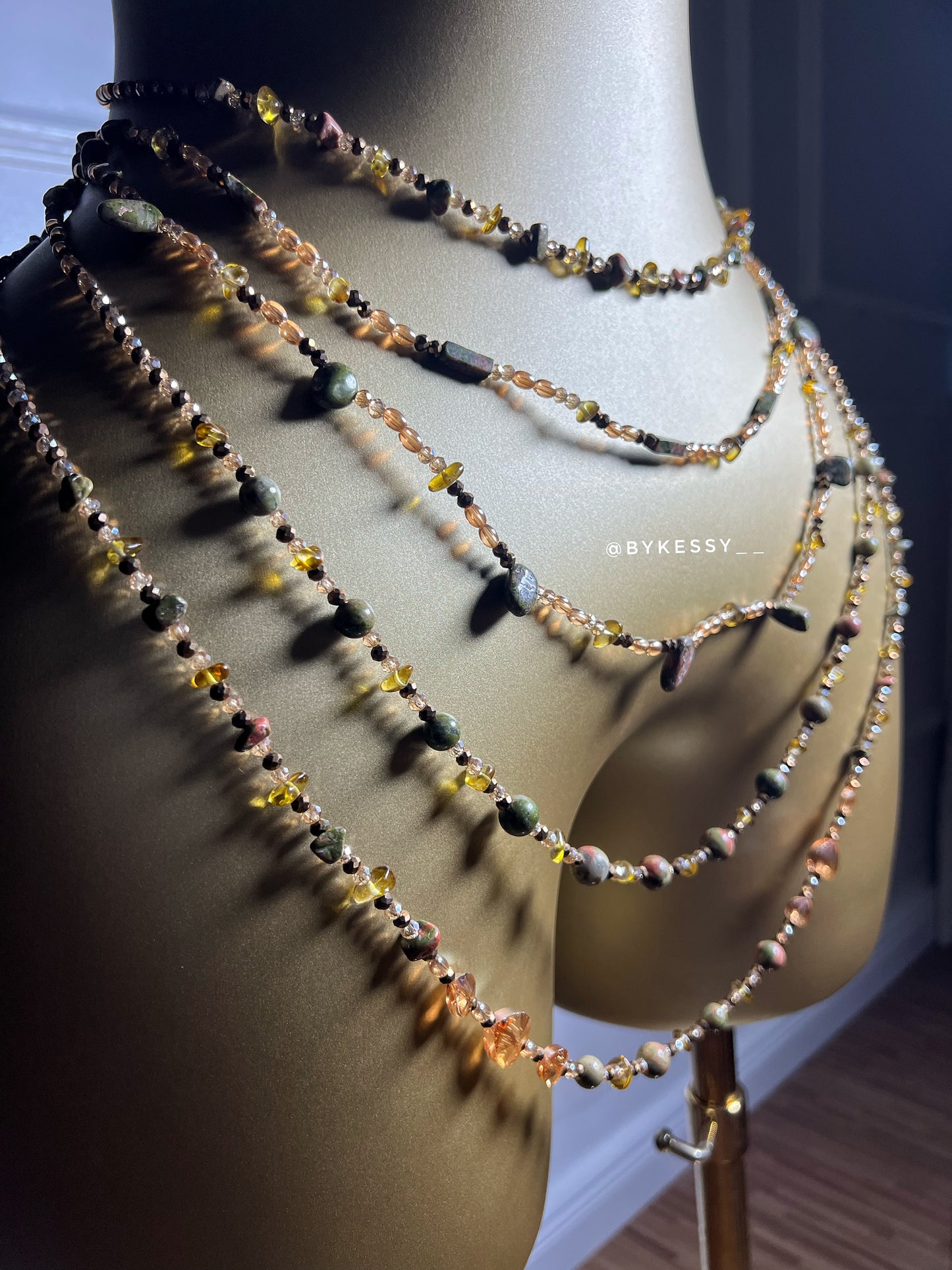 Amber X Unakite Gemstone Waist Beads