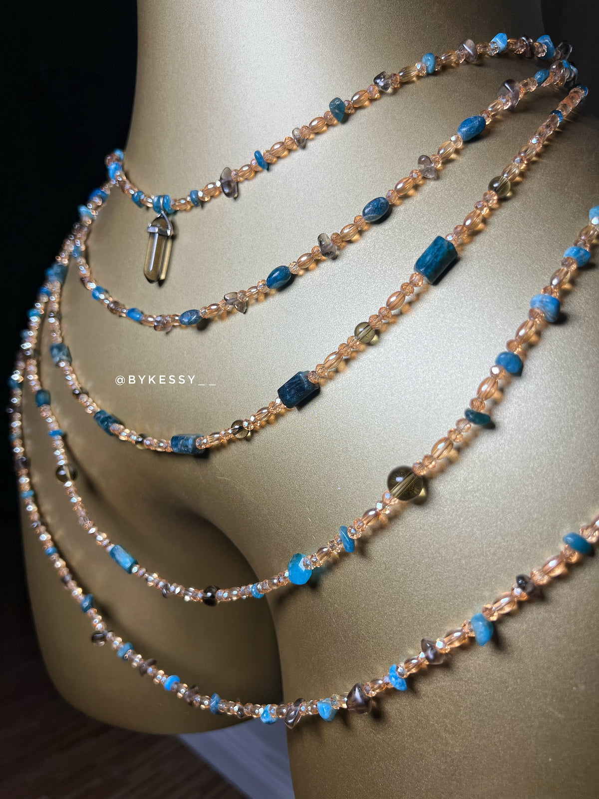 Apatite X Smoky Quartz Gemstone Waist Beads