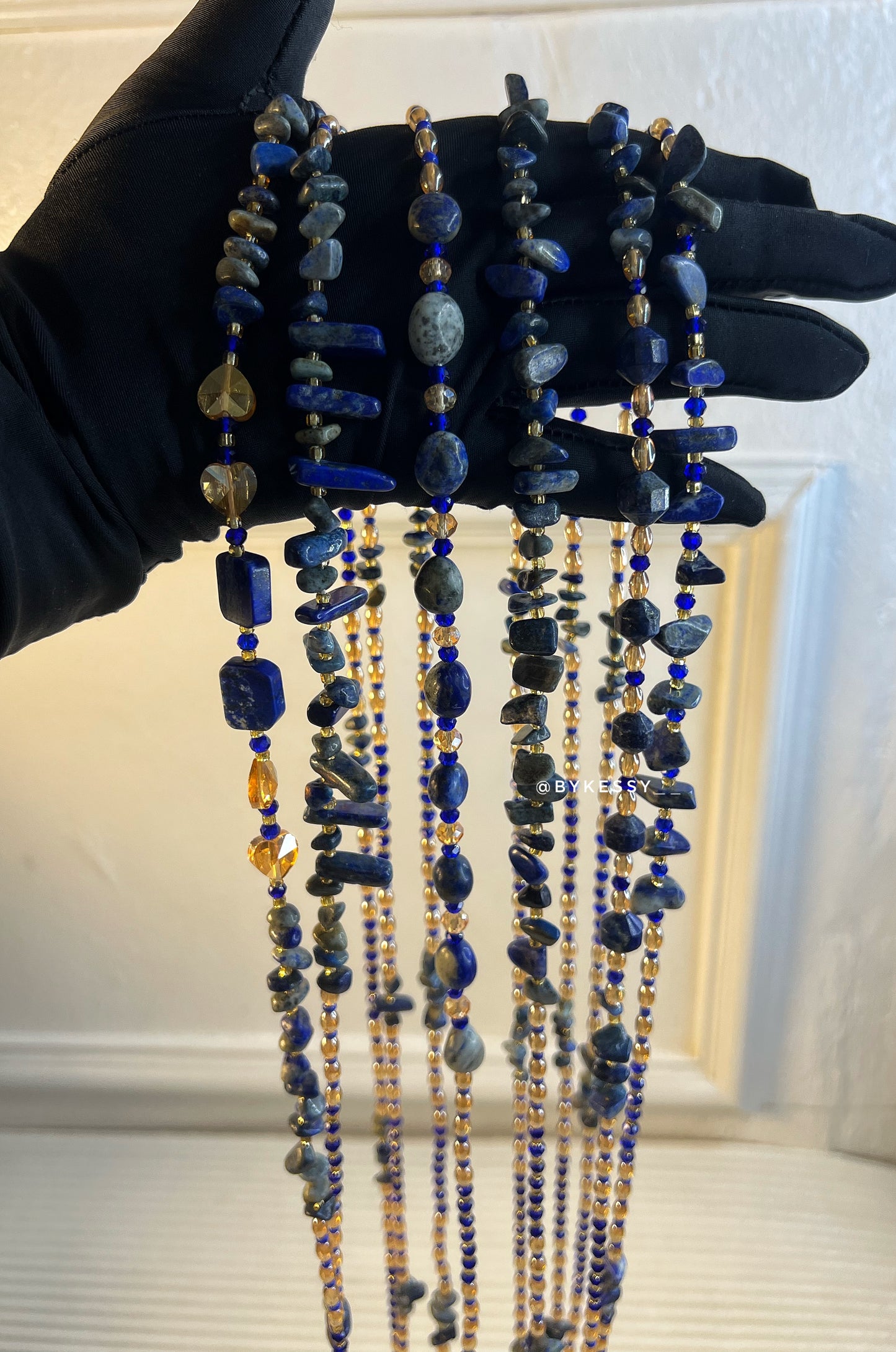 Lapis Lazuli Healing Crystal Waist Beads – For Truth, Intelligence, Mental Clarity, Self-Will, Inner Peace & Weight Loss Tracking