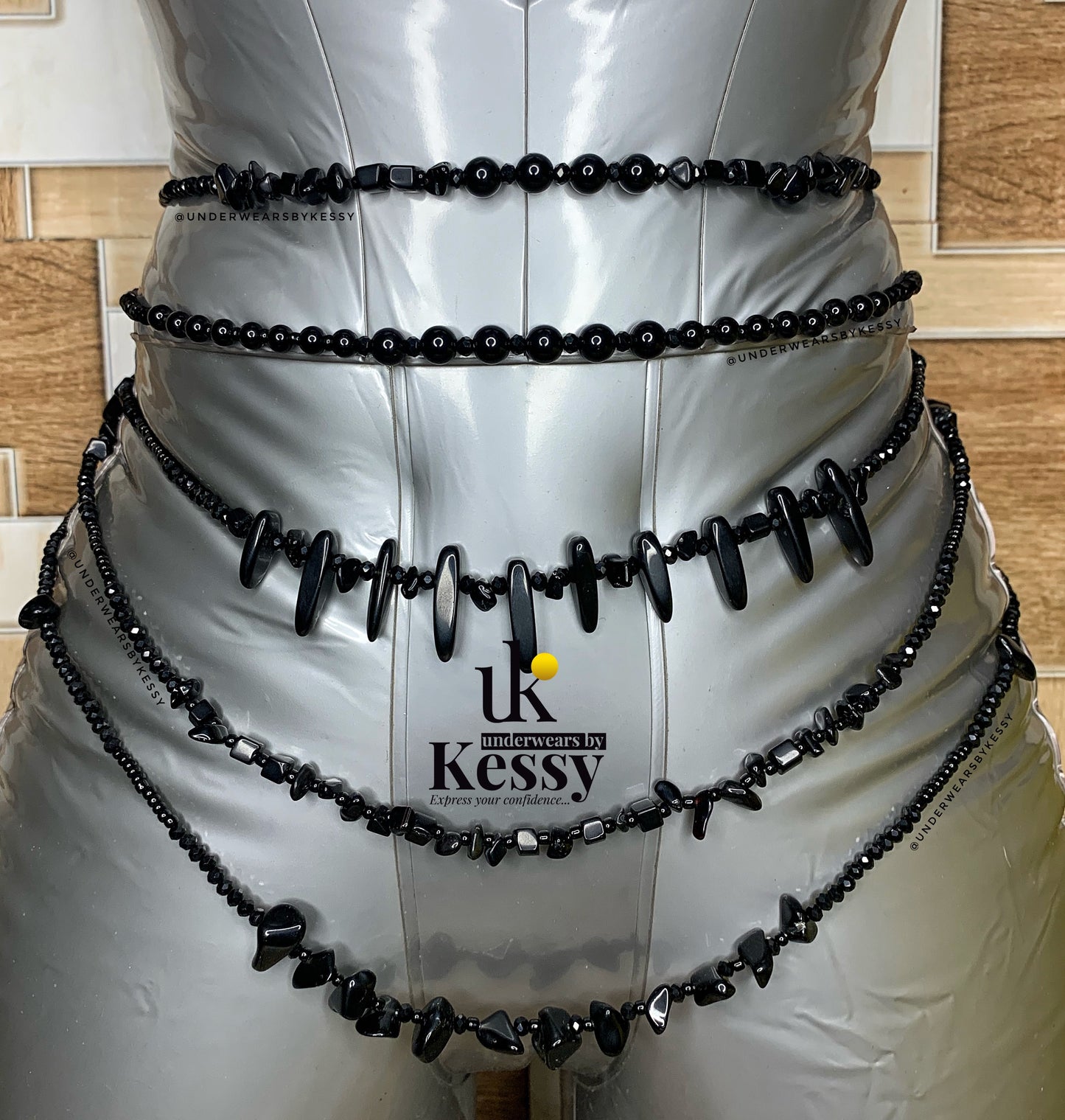 Black Obsidian Healing Crystal Waist Beads – For Protection, Grounding, Energy Cleansing, Strength & Weight Loss Tracking