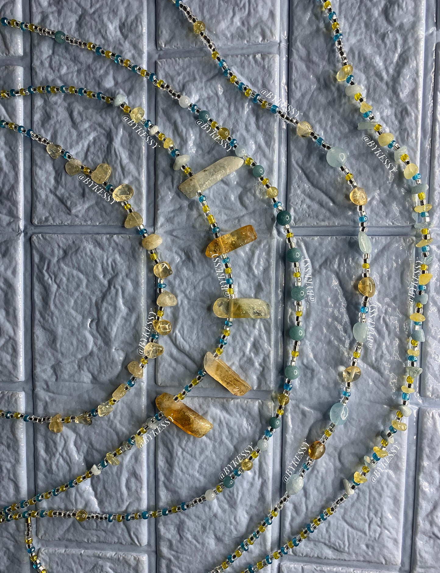 Aquamarine X Citrine Gemstone Waist Beads | Healing Crystals | Blue & Yellow