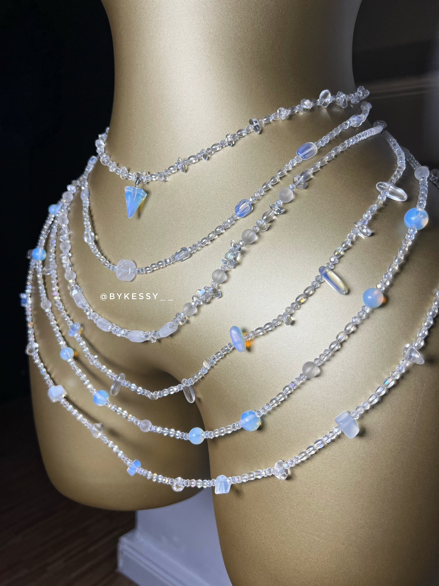 Clear Quartz X Opalite Gemstone Waist Beads