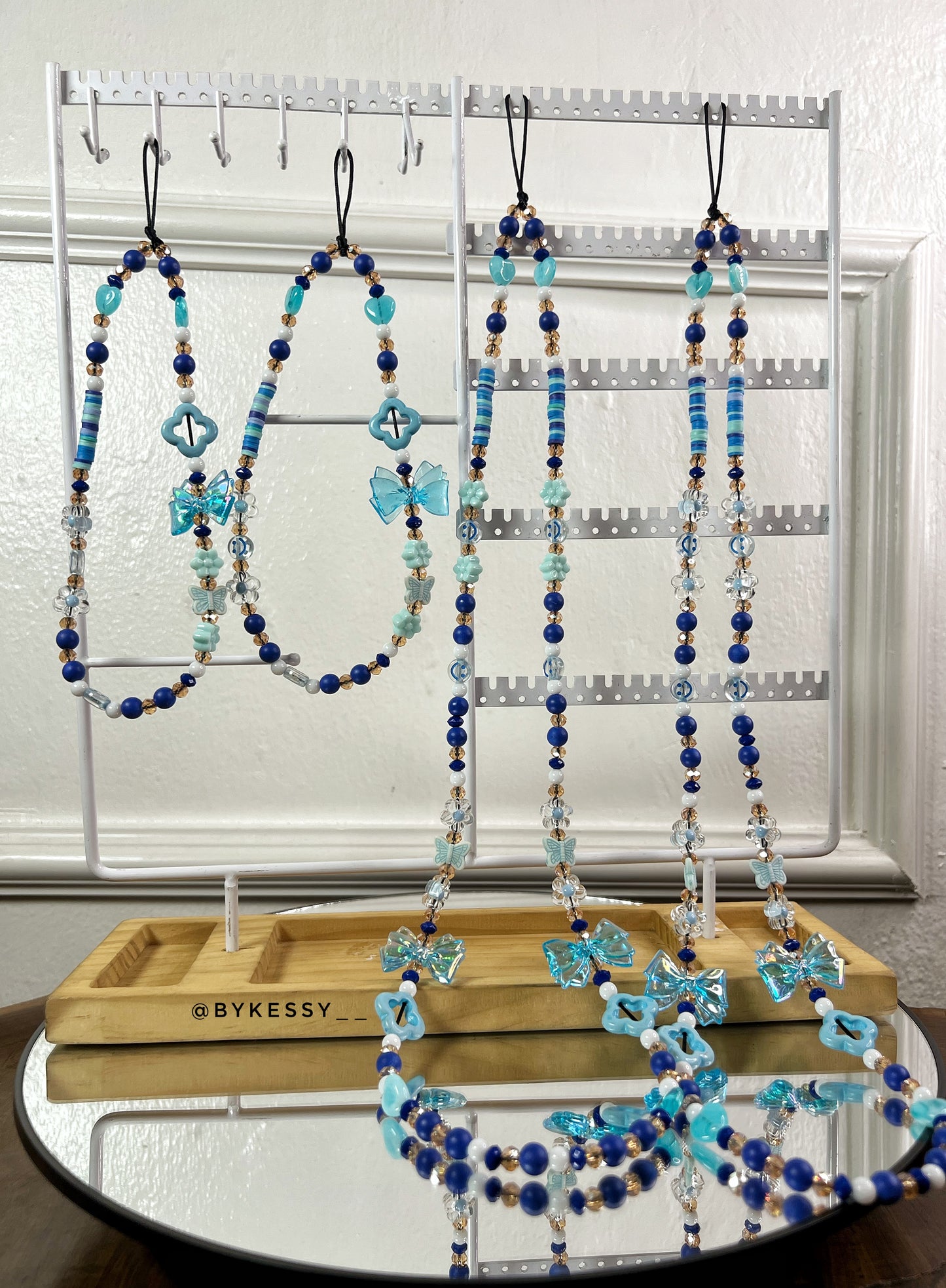 Blue Beaded Phone Strap | Lanyard