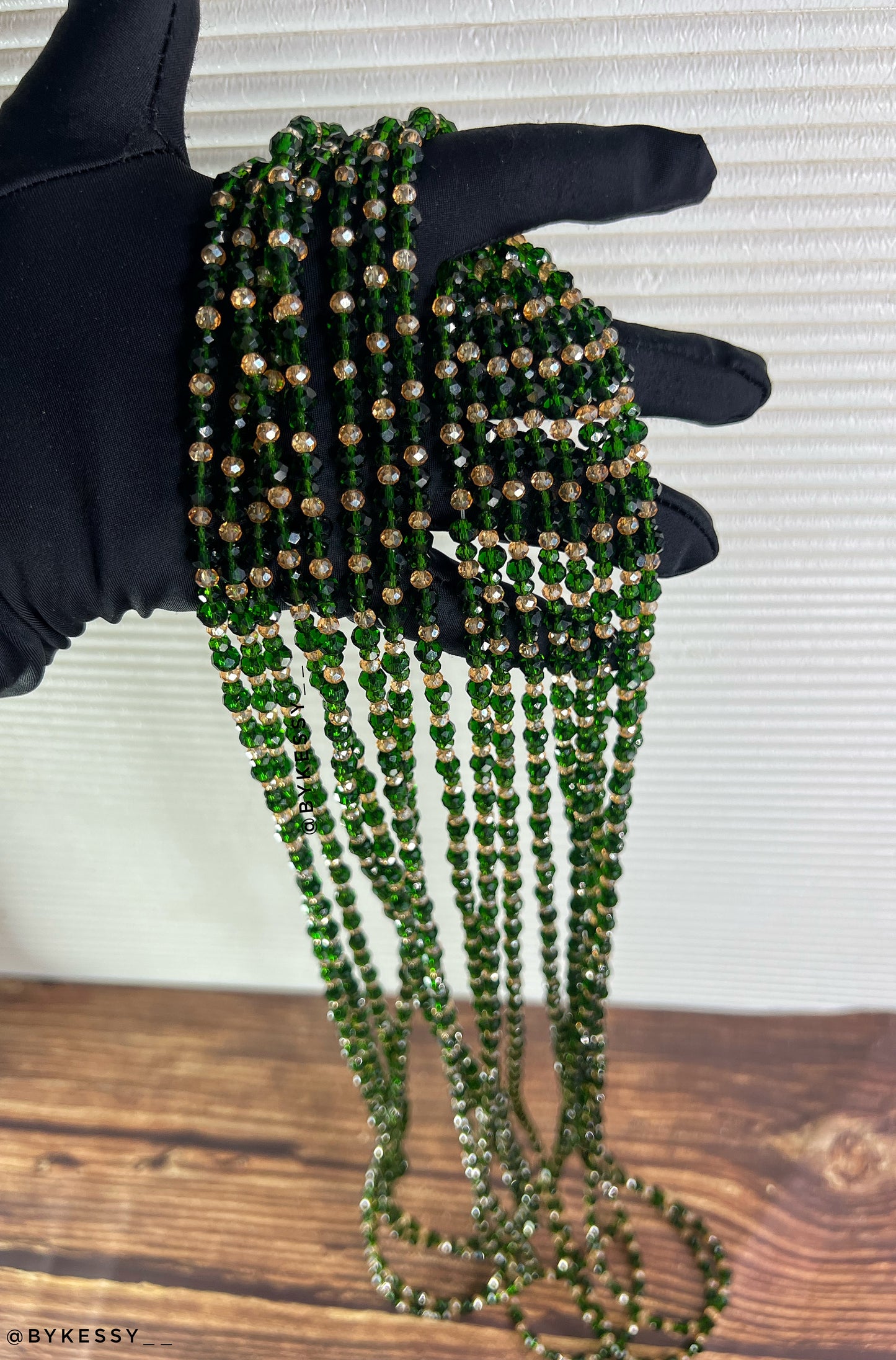 Handmade green African waist beads for resellers and boutiques