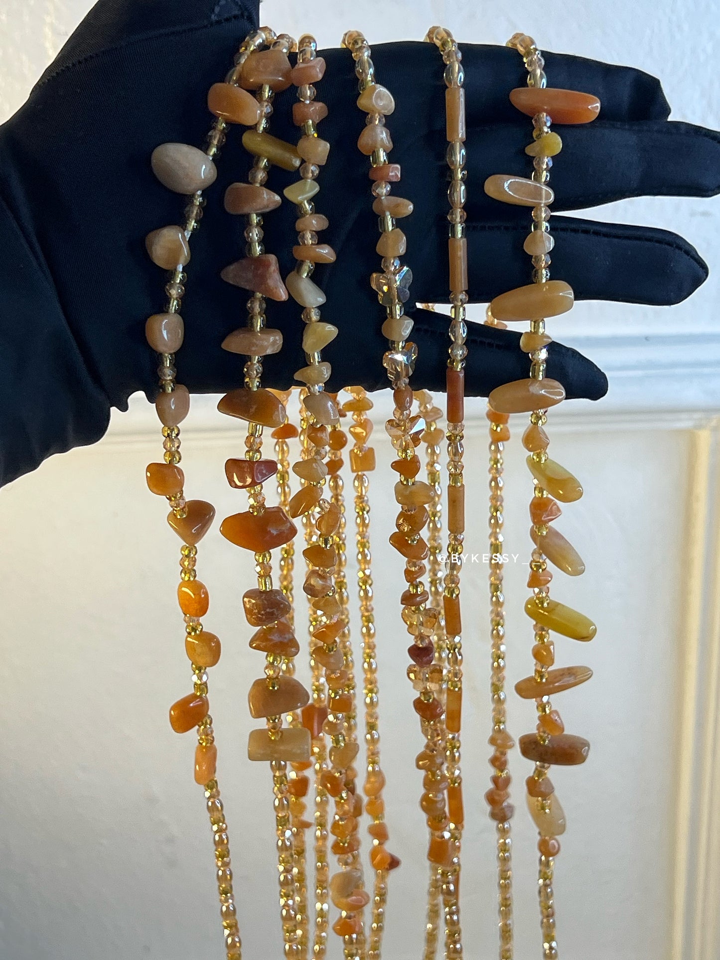 Orange Aventurine Healing Crystal Waist Beads – For Creativity, Self-Esteem, Confidence, Abundance, Positivity & Weight Loss Tracking