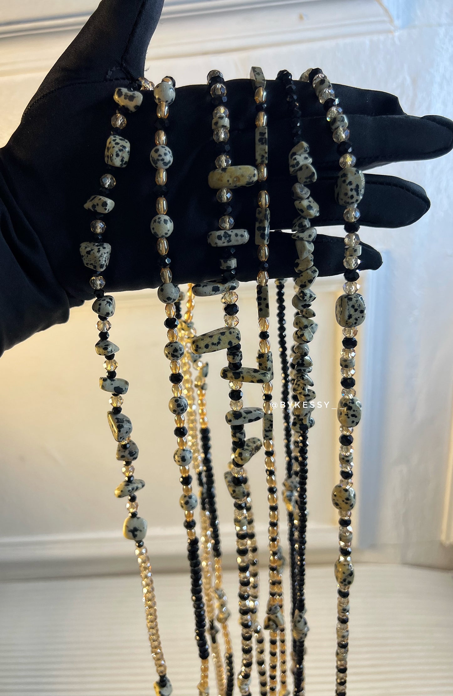 Dalmatian Jasper Healing Crystal Gemstone Waist Beads – For Joy, Emotional Release, Inner Child Healing, Protection & Weight Loss Tracking