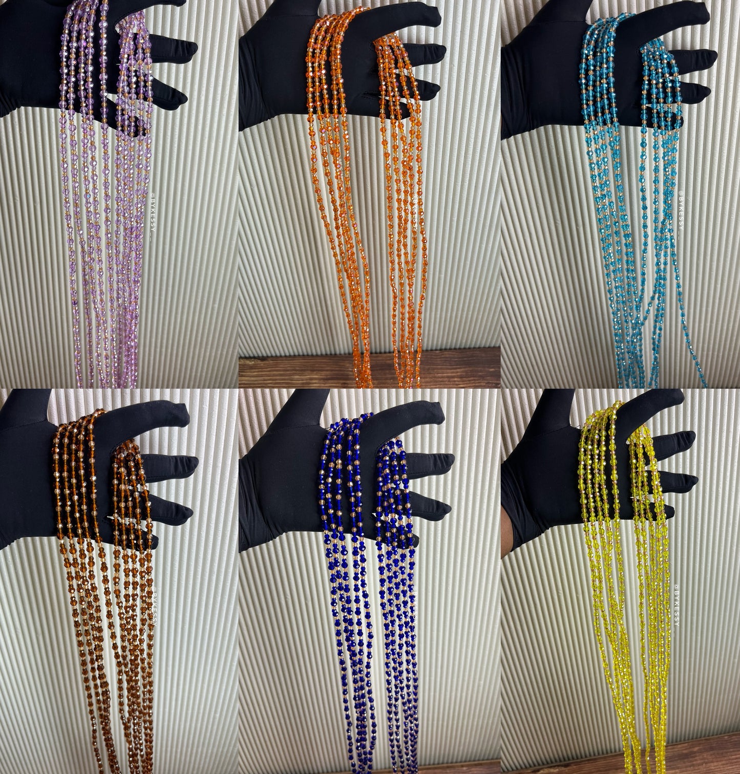 Wholesale Crystal Waist Beads | Zarah GlowVeil | Red Coral Pink Silver Gold Green Black Blue Tie Ons & Clasps Handcrafted African Waist Beads