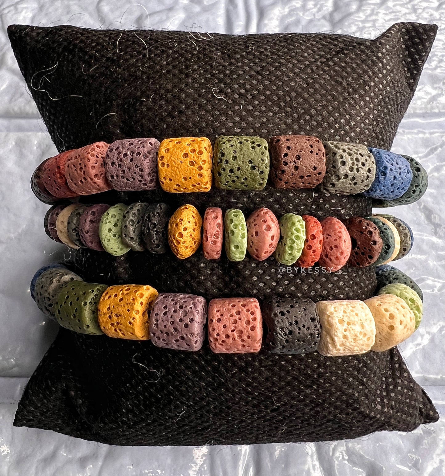 Oil Diffuser Multicolor Lava Rock Set of 3 Bracelet