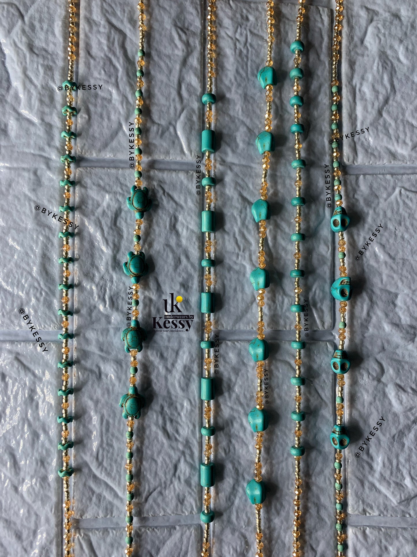 Turquoise Healing Waist Beads – For Protection, Communication, Good Luck, Good Fortune & Weight Loss Tracking