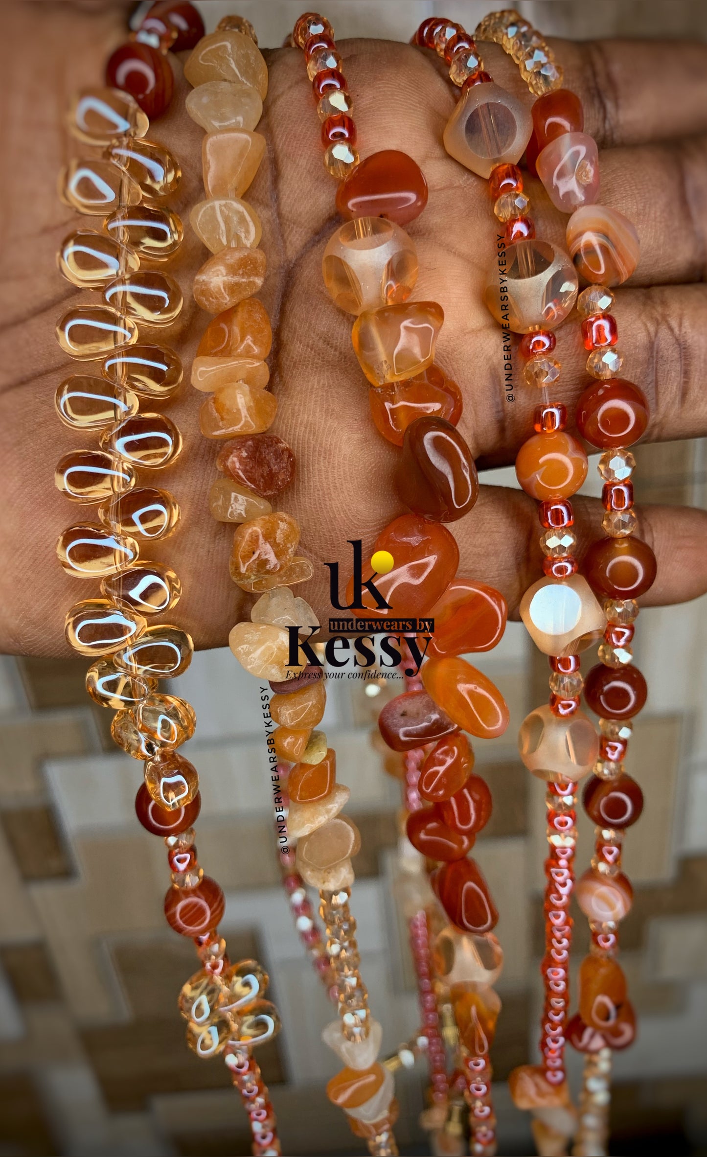 Carnelian Healing Crystal Gemstone Waist Beads – For Fertility, Passion, creativity Confidence & Sacral Chakra Energy | Tie-On or Clasp