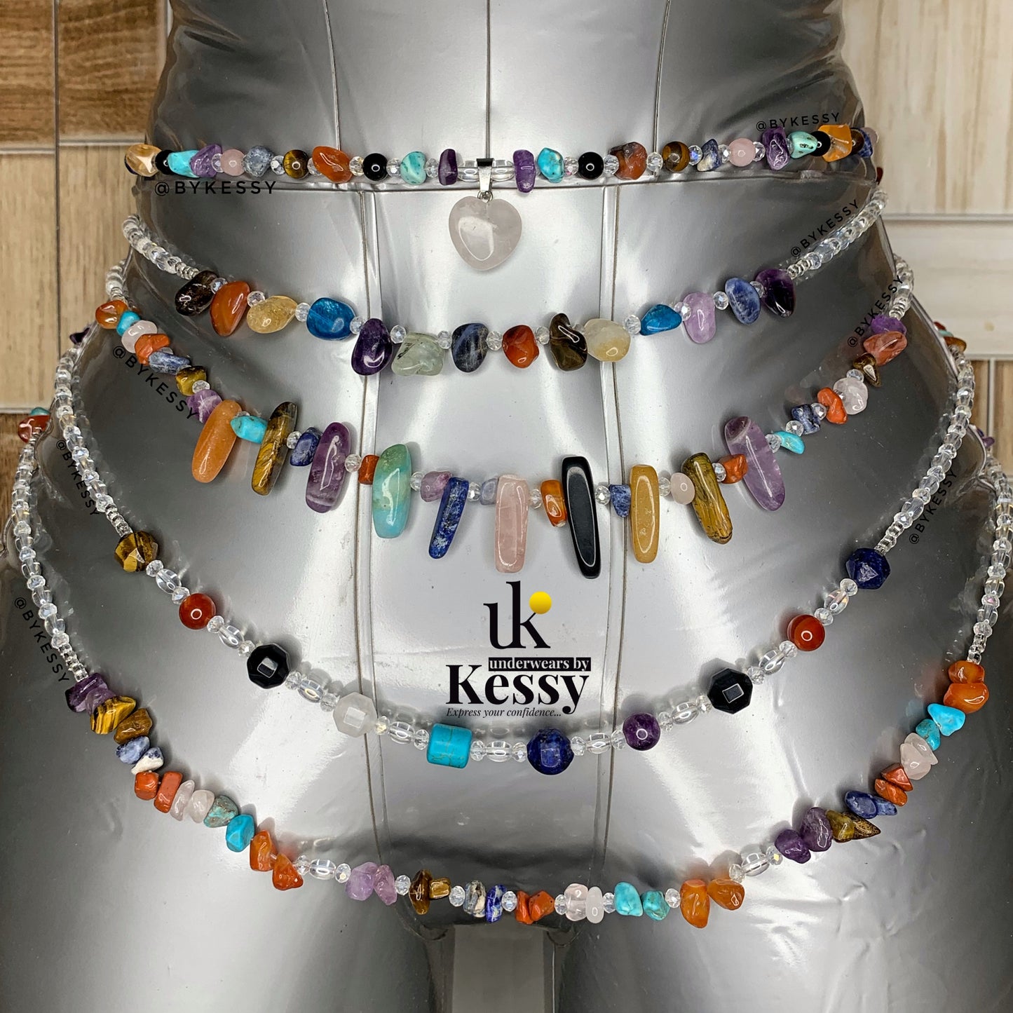 Seven Chakra Waist Beads - Siver | 7 Chakra Gemstones | 7 Chakra Healing Crystals | Yoga