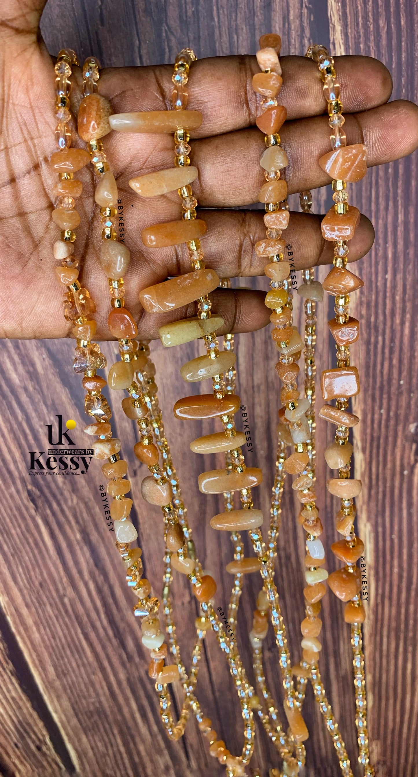 Orange Aventurine Waist Beads – For Creativity, Self-Esteem, Confidence, Abundance, Positivity & Weight Loss Tracking