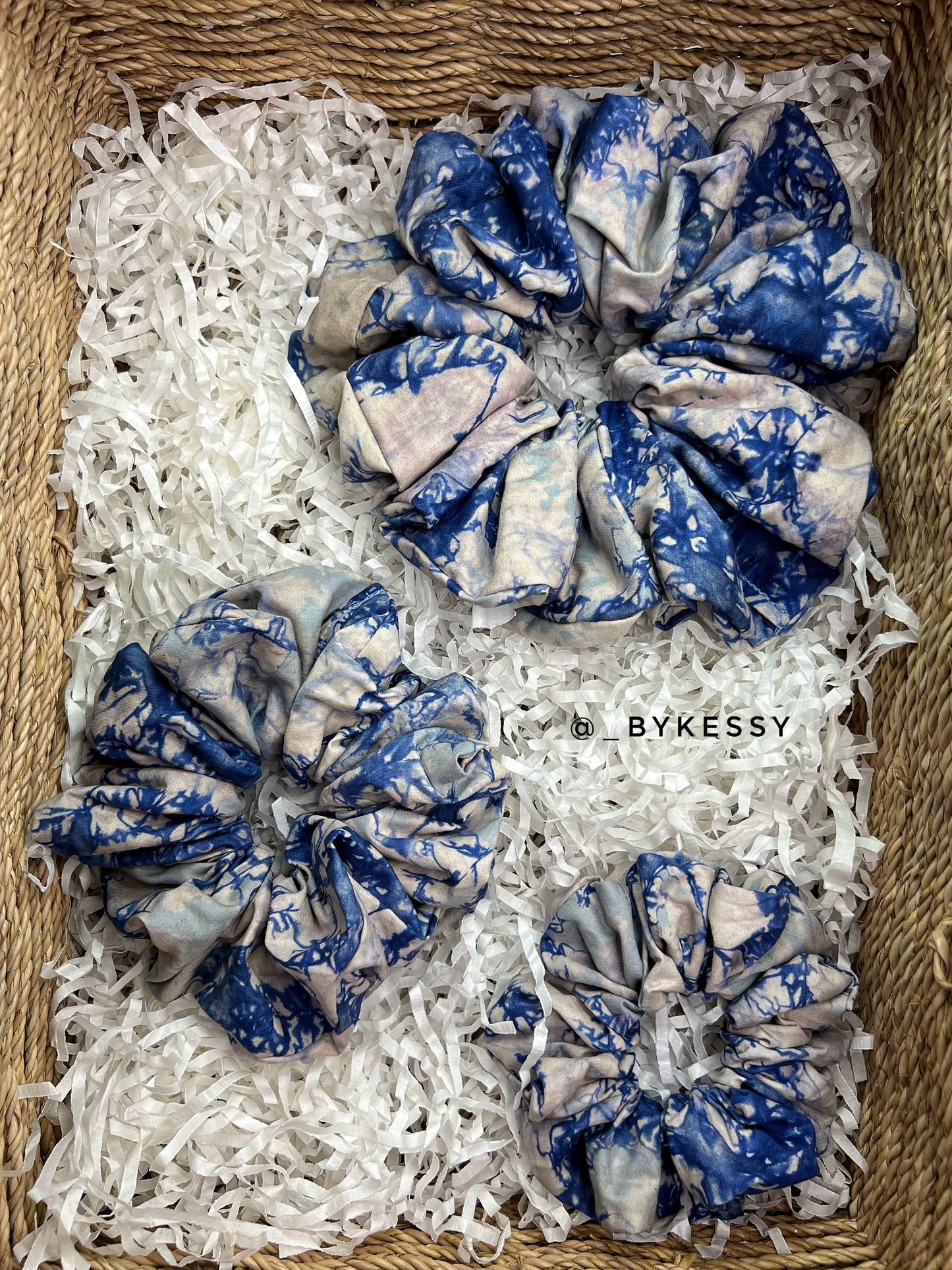 Wholesale Adire Scrunchies | African Print Hair Accessories | Hair Ruffles