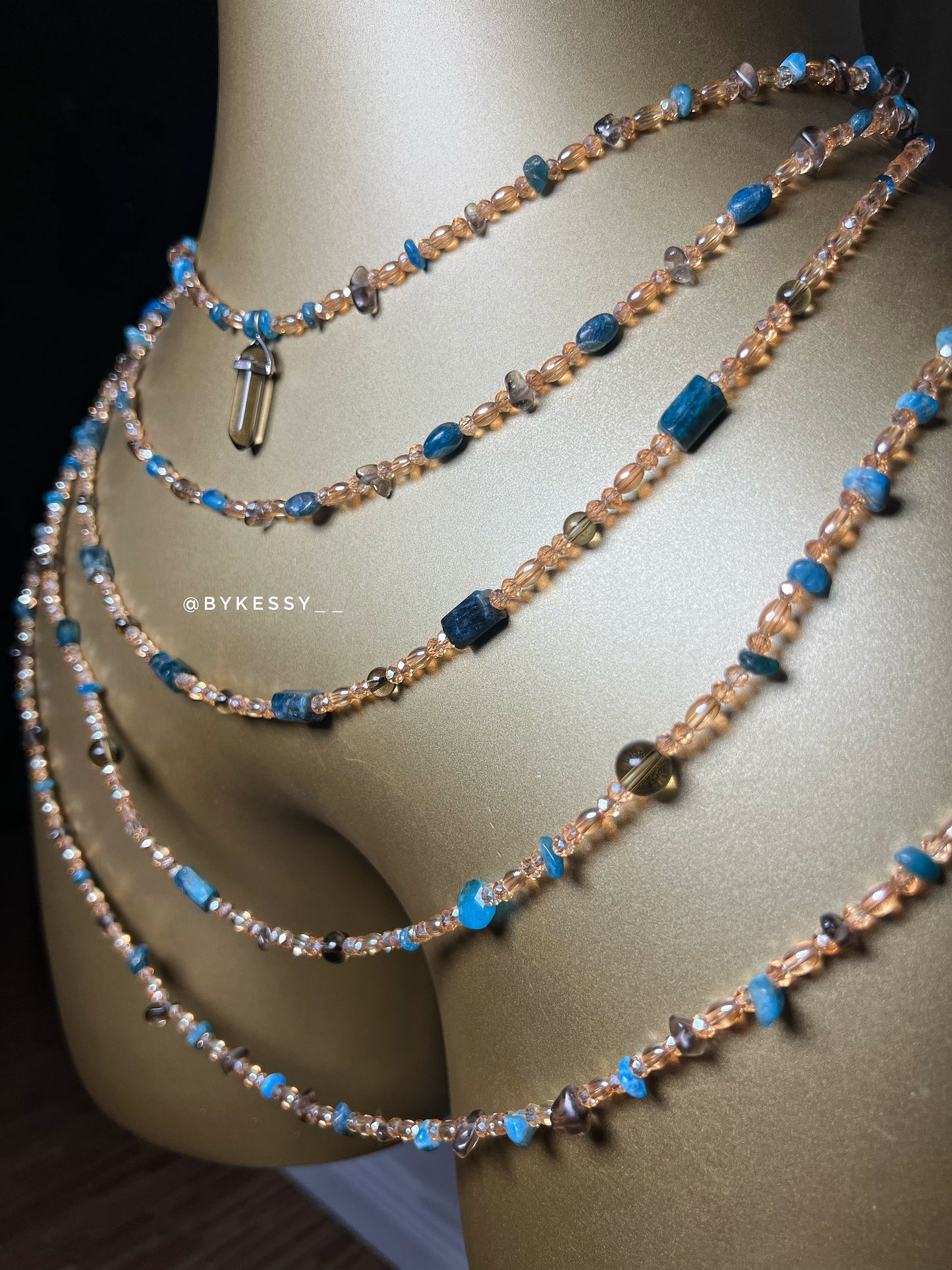 Apatite X Smoky Quartz Gemstone Waist Beads