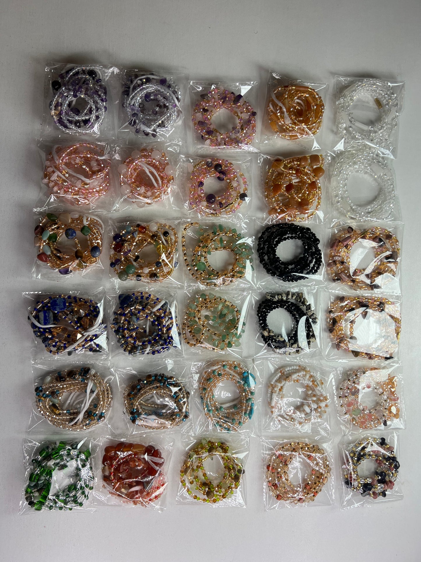 Assorted Wholesale Gemstone Healing Crystal Waist Beads – For Love, Protection, Abundance, Peace, Healing & More | Bulk Gemstone Tie-Ons & Adjustable Clasps | African Spiritual Waist Beads (20 – 1,000 Strands)
