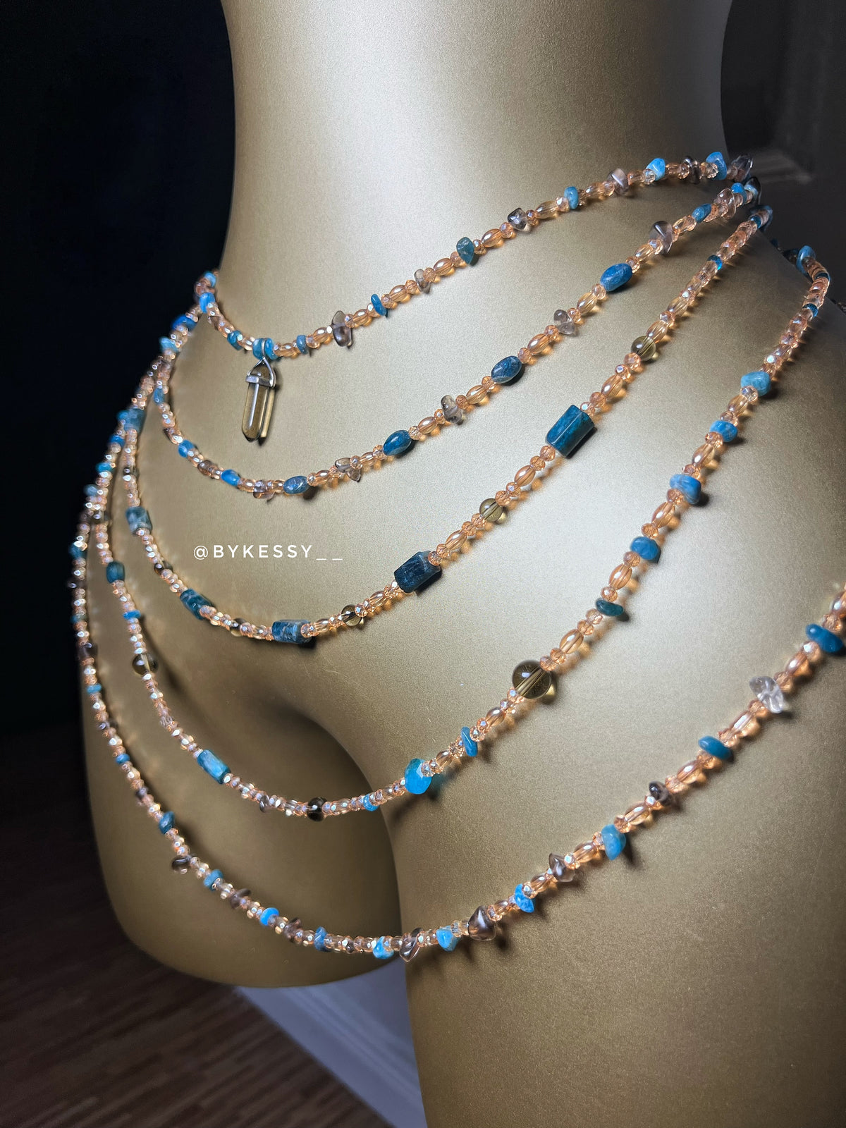Apatite X Smoky Quartz Gemstone Waist Beads