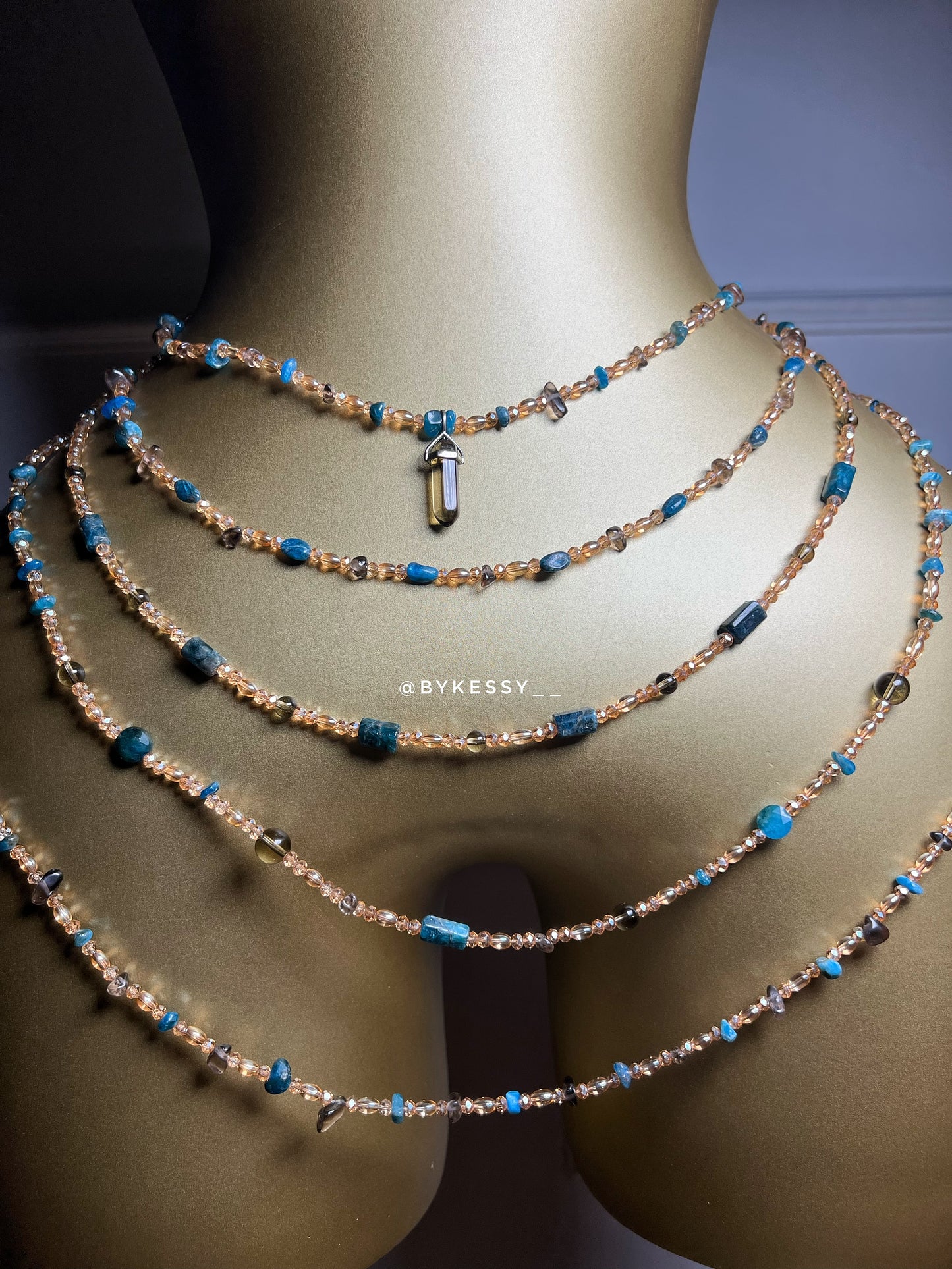Apatite X Smoky Quartz Gemstone Waist Beads