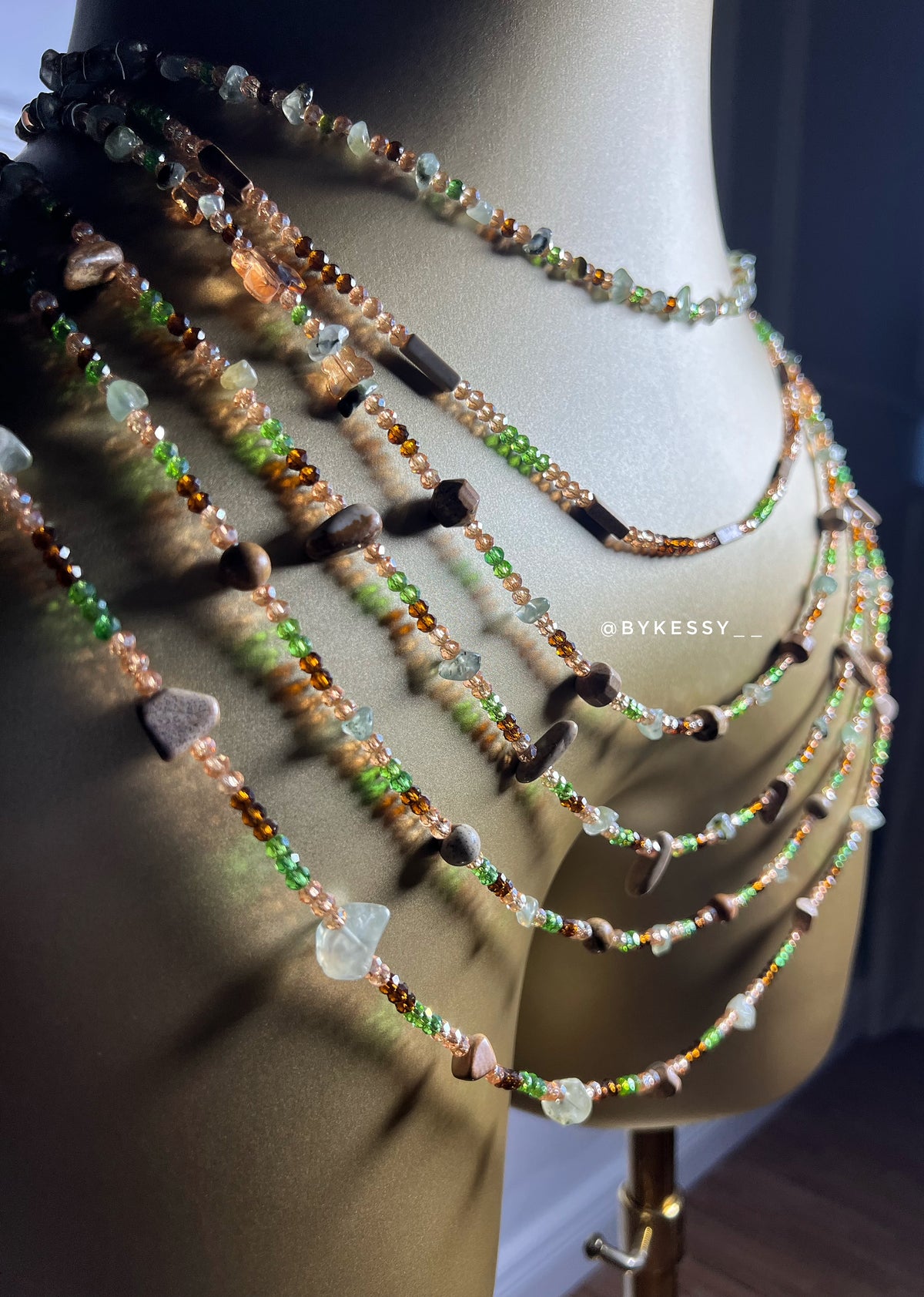 Prehnite X Picture Jasper Gemstone Waist Beads