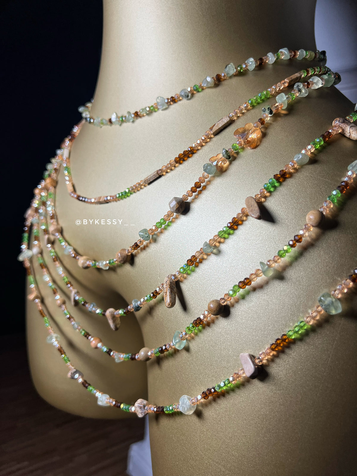 Prehnite X Picture Jasper Gemstone Waist Beads