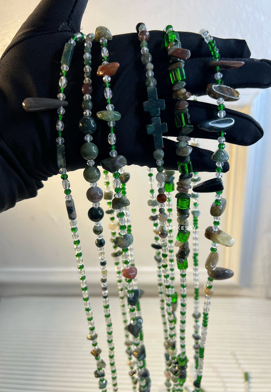 Indian Agate Healing Waist Beads – For Inner Strength, Grounding, Protection & Weight Loss Tracking