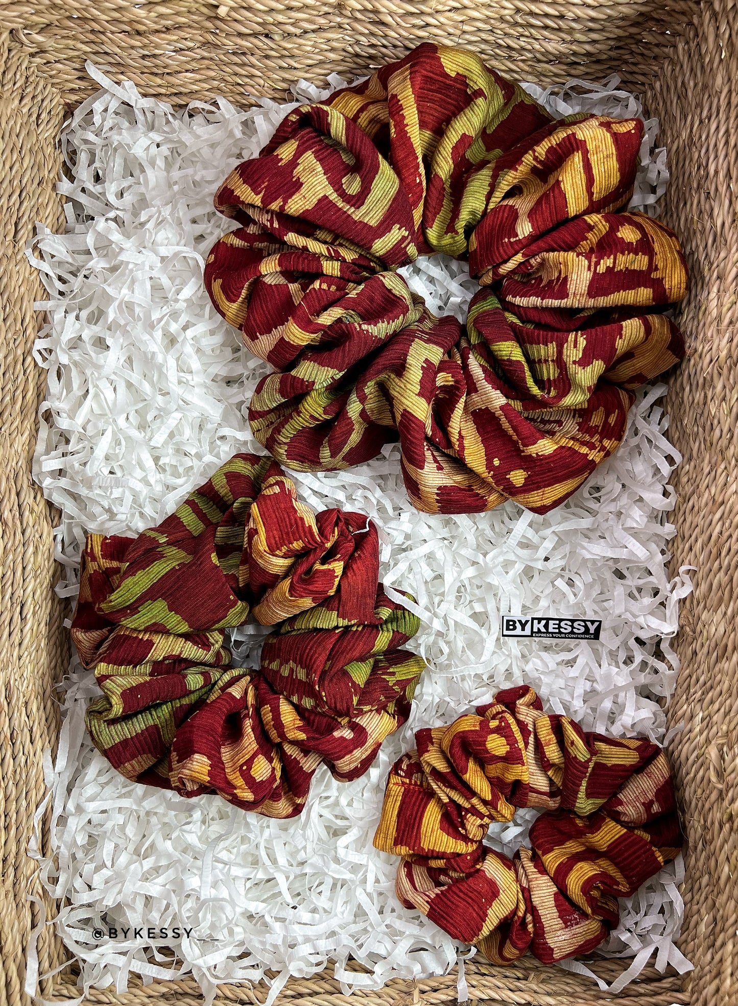 Wholesale Adire Scrunchies | African Print Hair Accessories | Hair Ruffles