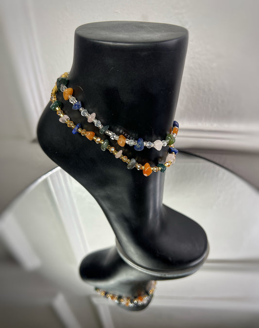 Rose Quartz X Orange Aventurine X Lapis Lazuli X Indian Agate Anklet