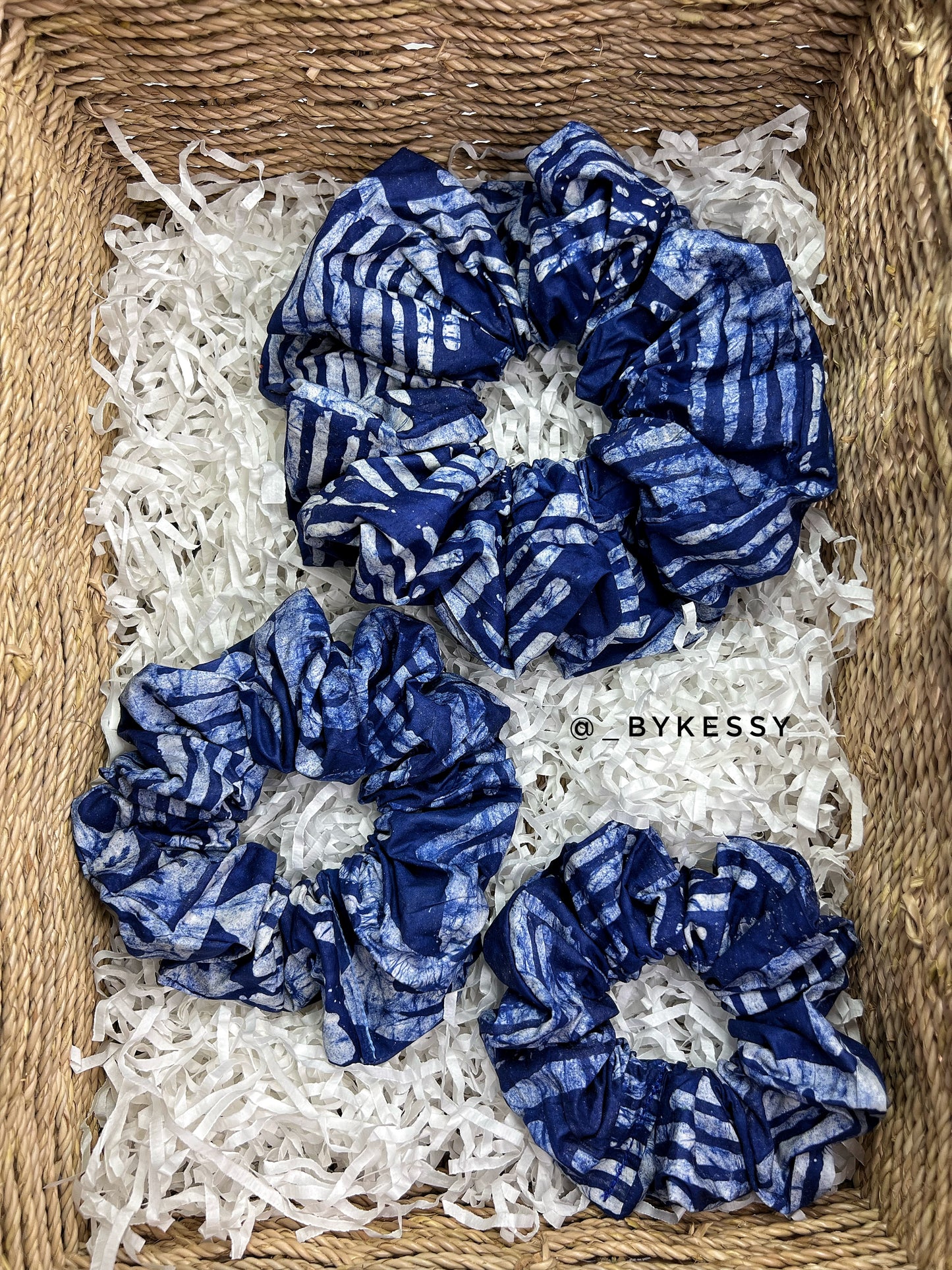 Wholesale Adire Scrunchies | African Print Hair Accessories | Hair Ruffles