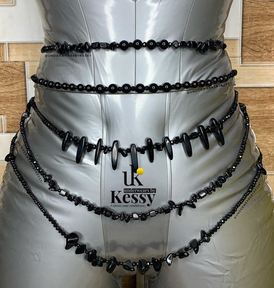 Black Obsidian Healing Crystal Waist Beads – For Protection, Grounding, Energy Cleansing, Strength & Weight Loss Tracking