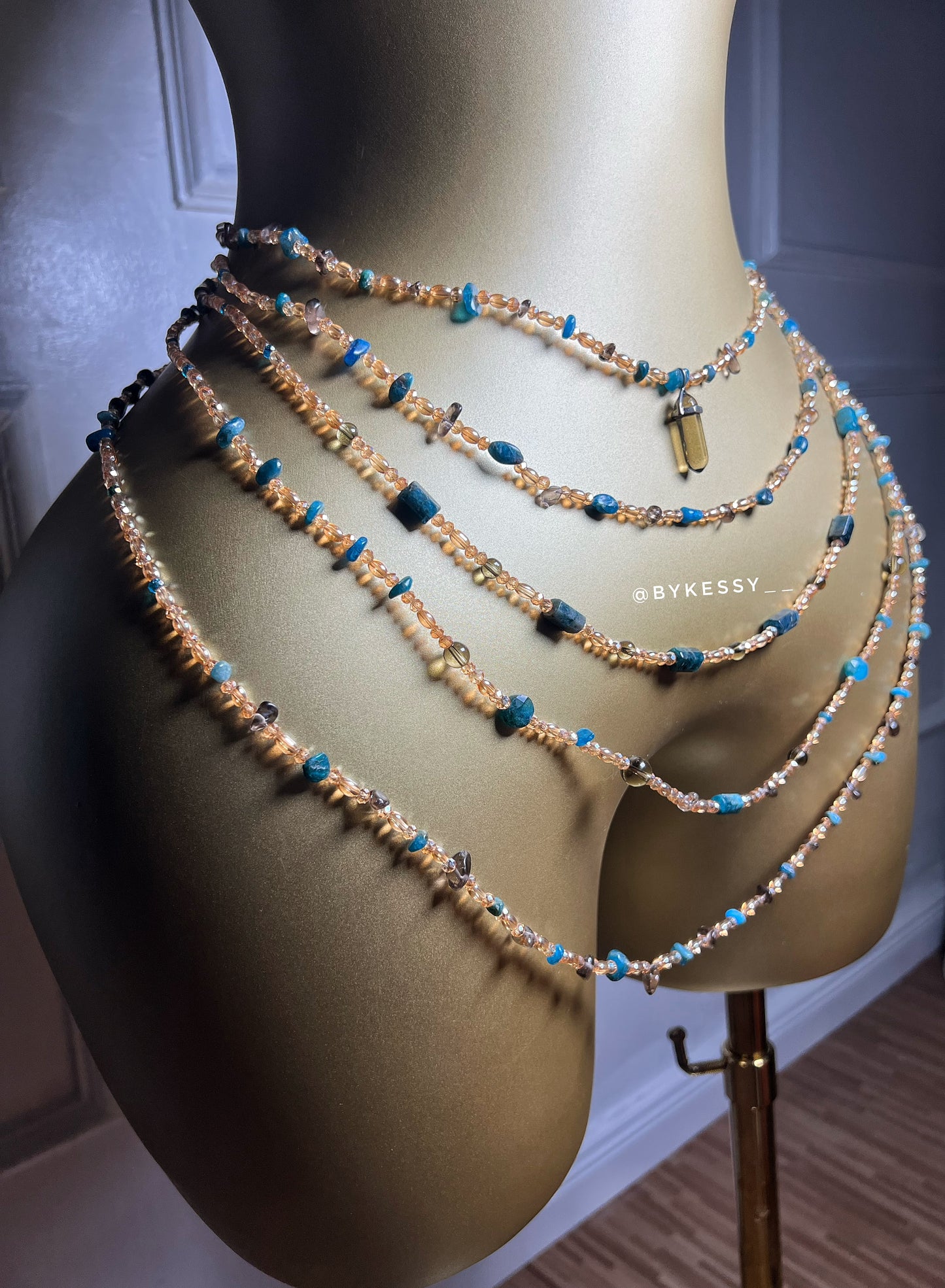 Apatite X Smoky Quartz Gemstone Waist Beads