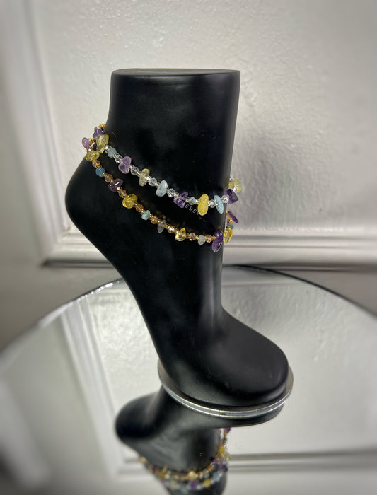 Amethyst X Citrine X Aquamarine Anklet