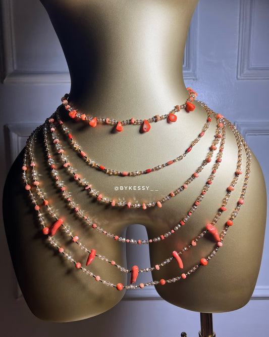 Authentic Coral Gemstone Waist Beads