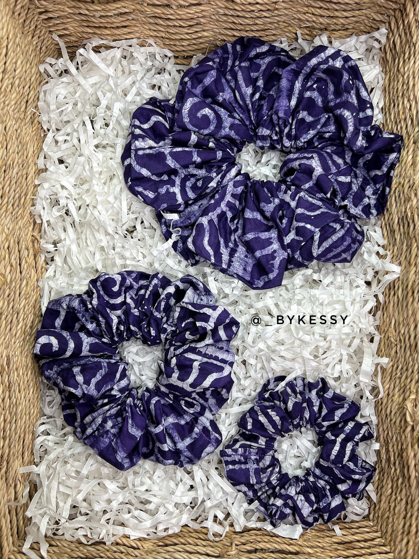 Wholesale Adire Scrunchies | African Print Hair Accessories | Hair Ruffles