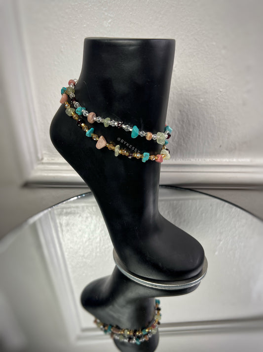Red Garnet X Turquoise X Rhodonite X Prehnite