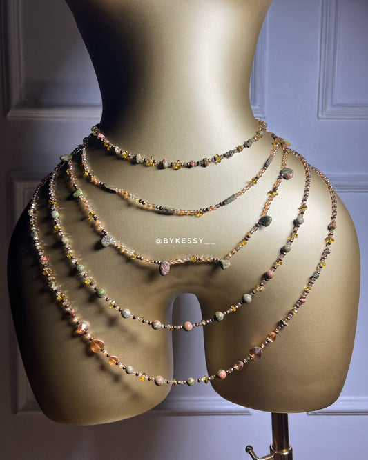 Amber X Unakite Gemstone Waist Beads