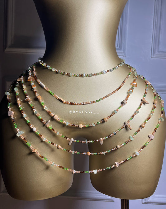 Prehnite X Picture Jasper Gemstone Waist Beads