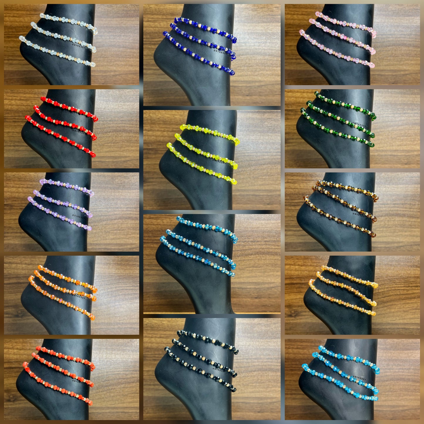 Wholesale Handmade Beaded Crystal Zarah Anklets – Red, Coral, Pink, Gold, Blue, Green, Black, Yellow, Purple & More | 14 Colors | Bulk Discounts Perfect For Resale