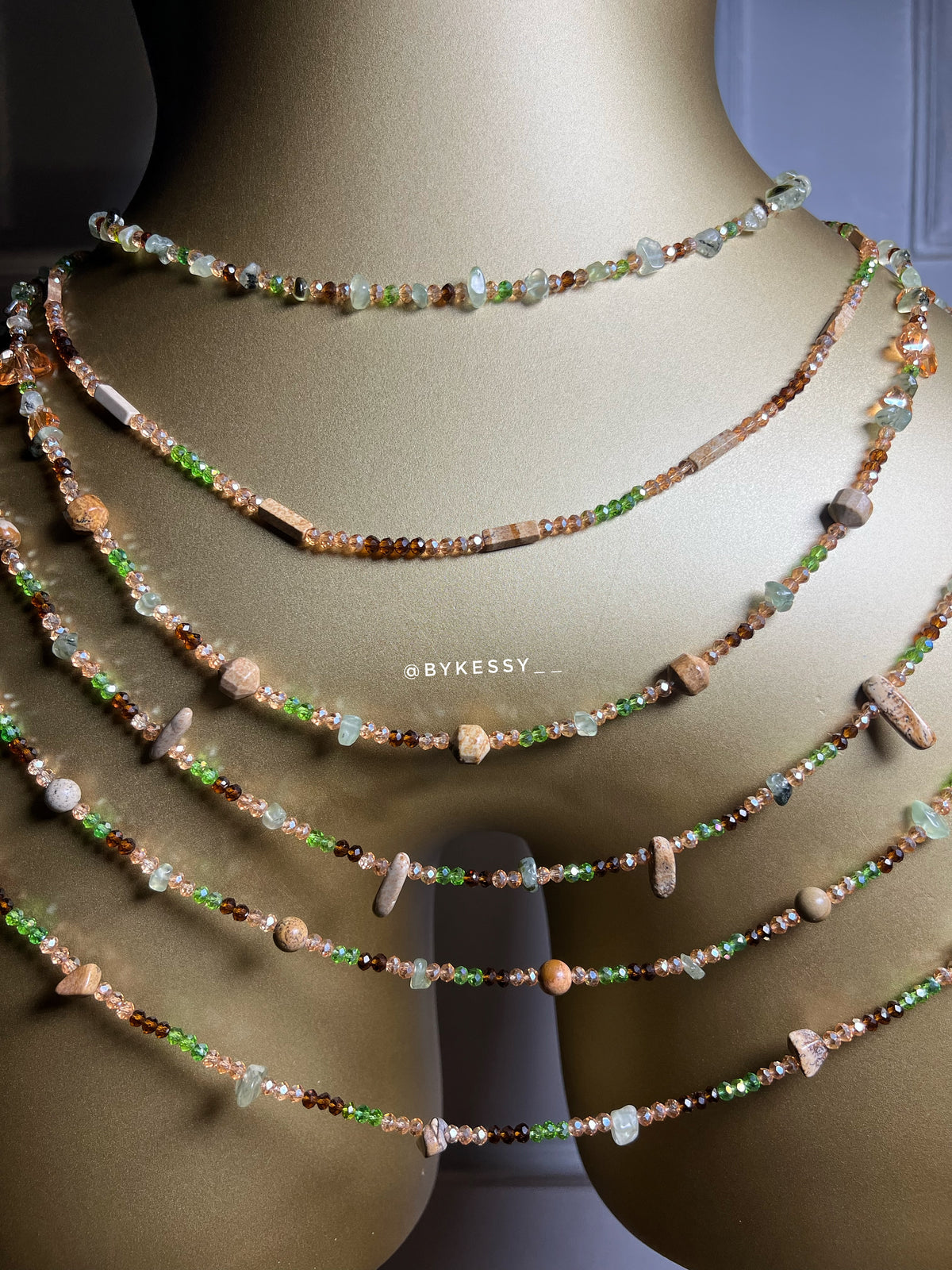 Prehnite X Picture Jasper Gemstone Waist Beads