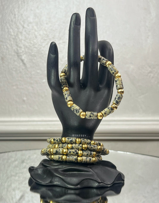 Dalmatian Jasper Bracelets: Aura of Luxe Gemstone Series