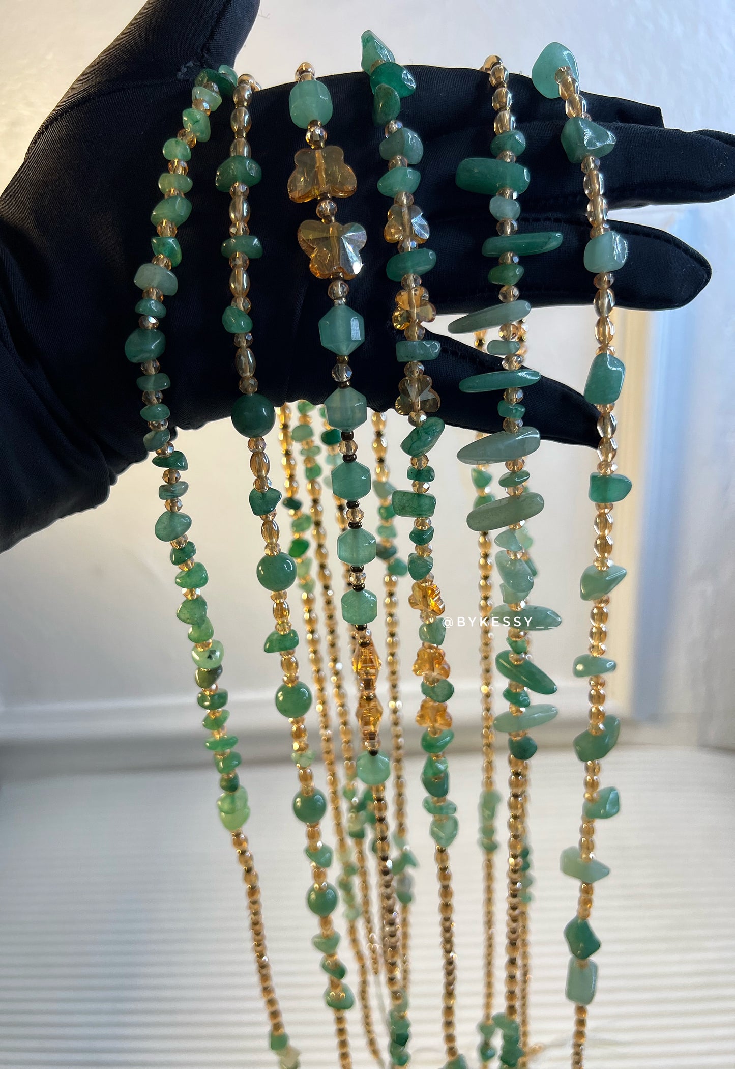 Green Aventurine Healing Crystal Gemstone Waist Beads – Attract Prosperity, Abundance, Wealth, Emotional Balance & New Opportunities