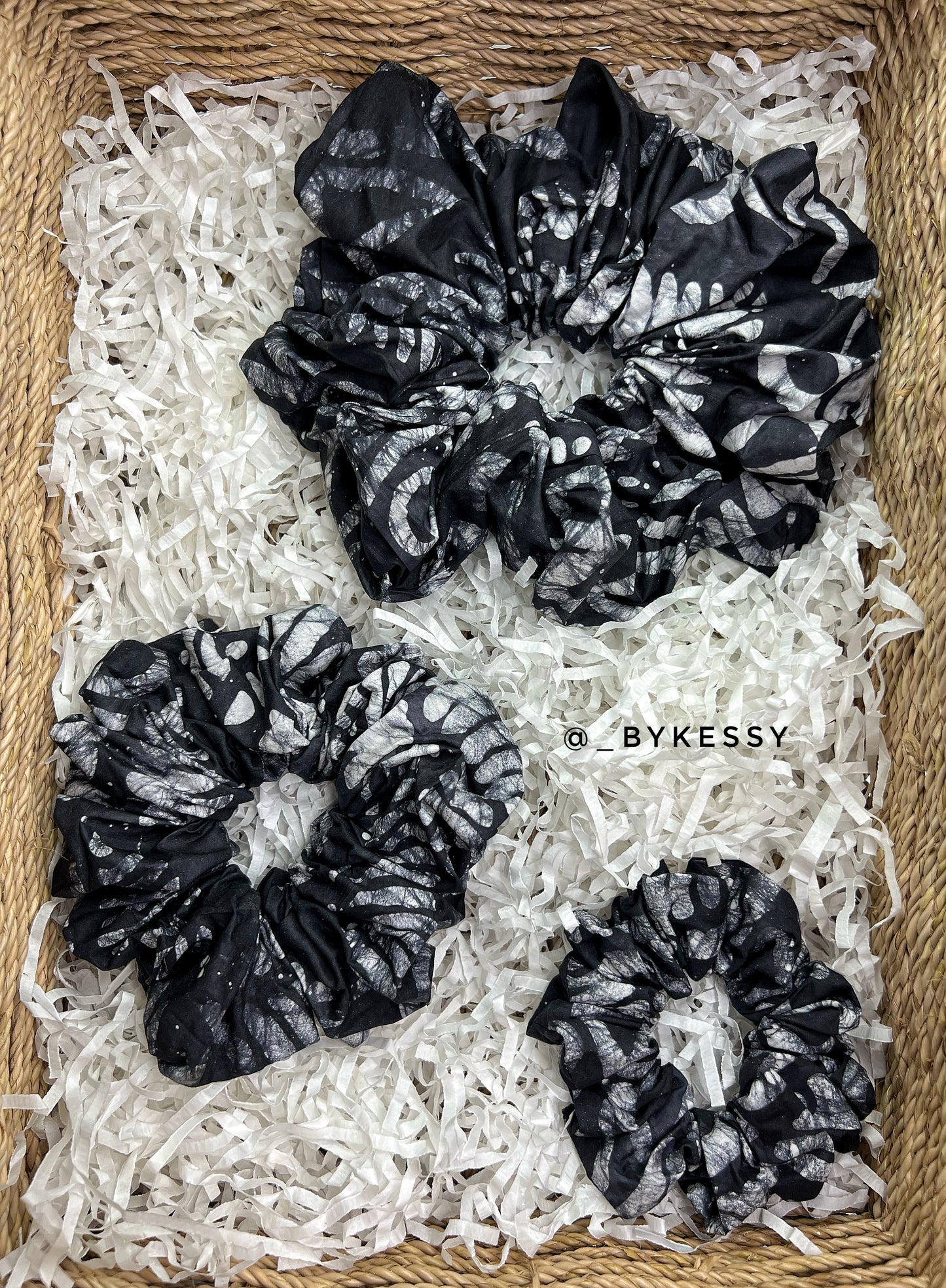 Wholesale Adire Scrunchies | African Print Hair Accessories | Hair Ruffles