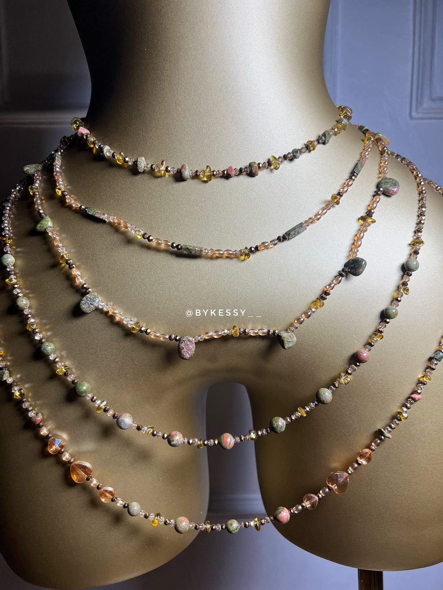 Amber X Unakite Gemstone Waist Beads