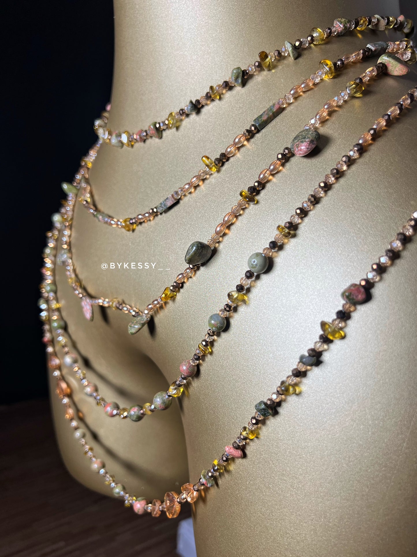 Amber X Unakite Gemstone Waist Beads