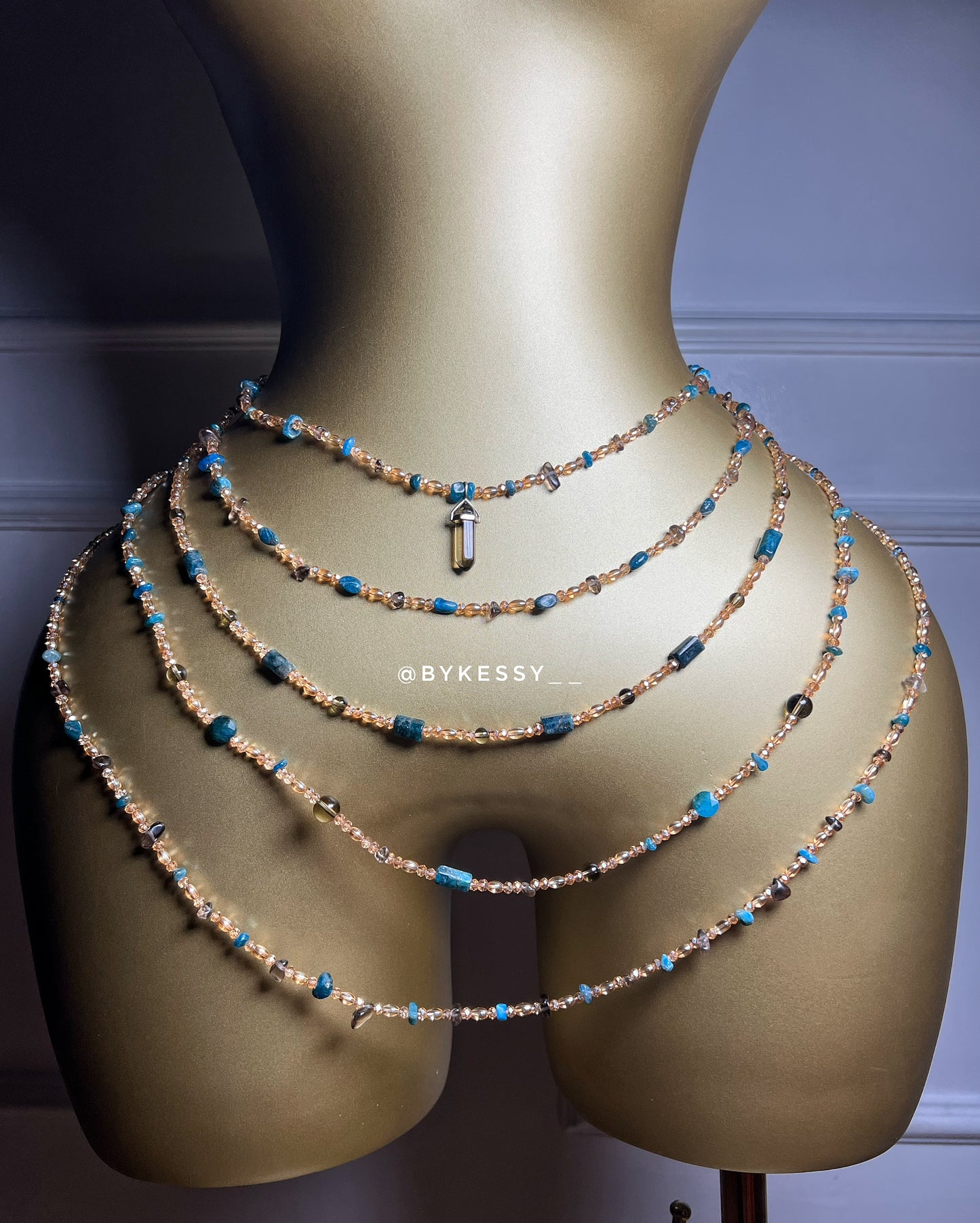 Apatite X Smoky Quartz Gemstone Waist Beads