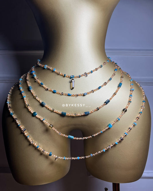 Apatite X Smoky Quartz Gemstone Waist Beads