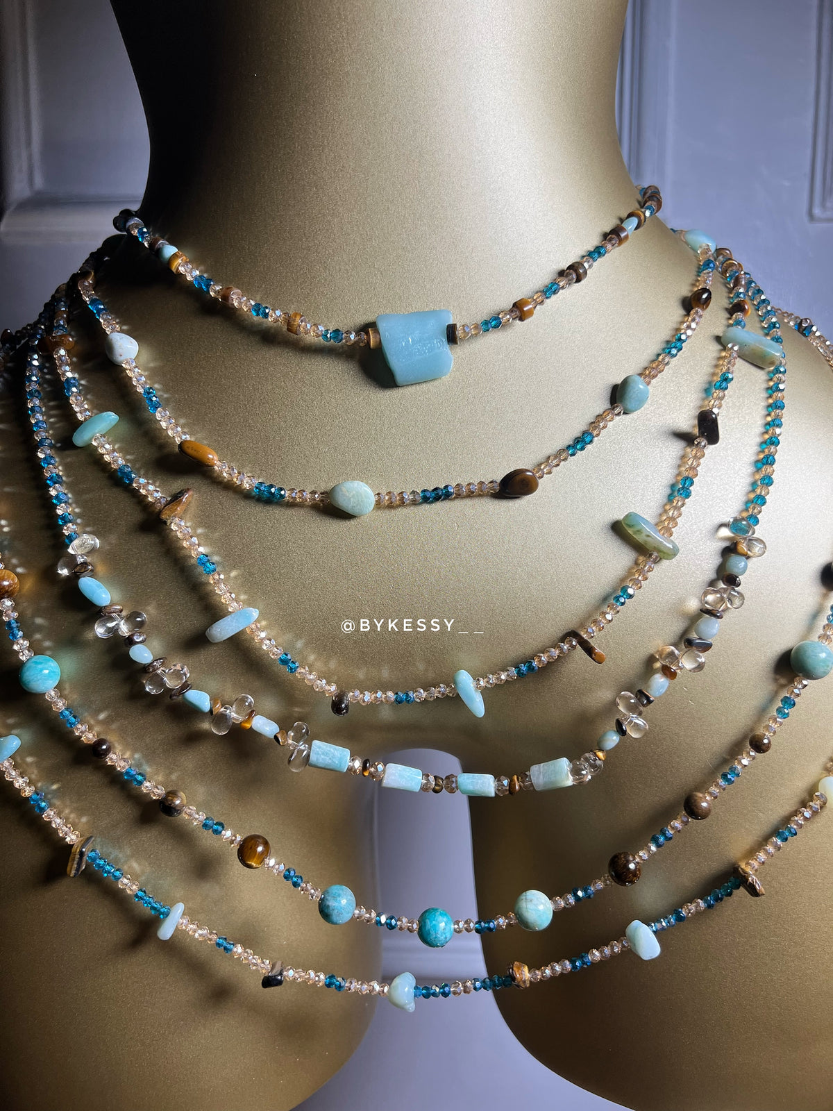 Amazonite x Tiger Eye Gemstone Waist Beads
