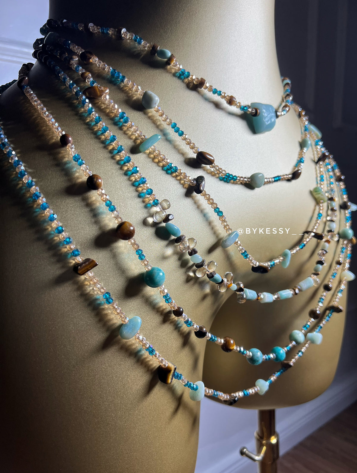 Amazonite x Tiger Eye Gemstone Waist Beads