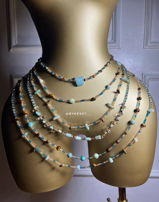 Amazonite x Tiger Eye Gemstone Waist Beads
