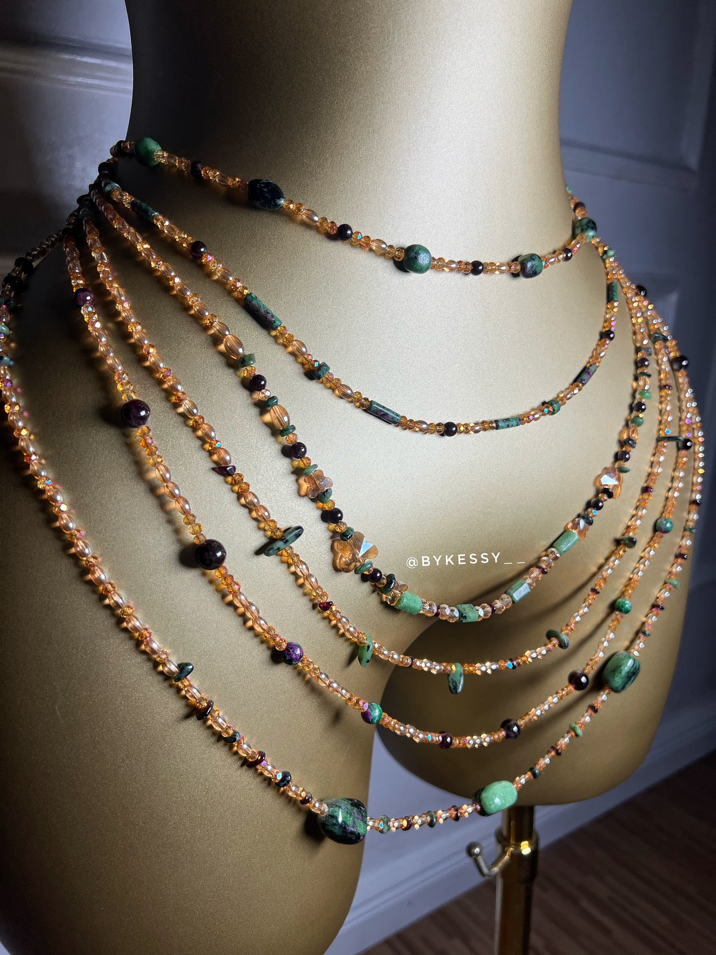Garnet X Ruby In Zoisite Gemstone Waist Beads