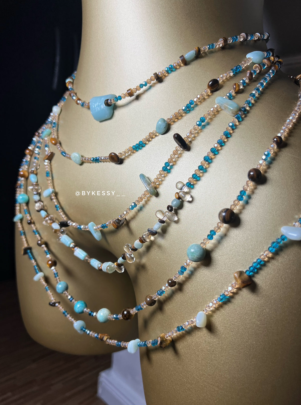 Amazonite x Tiger Eye Gemstone Waist Beads