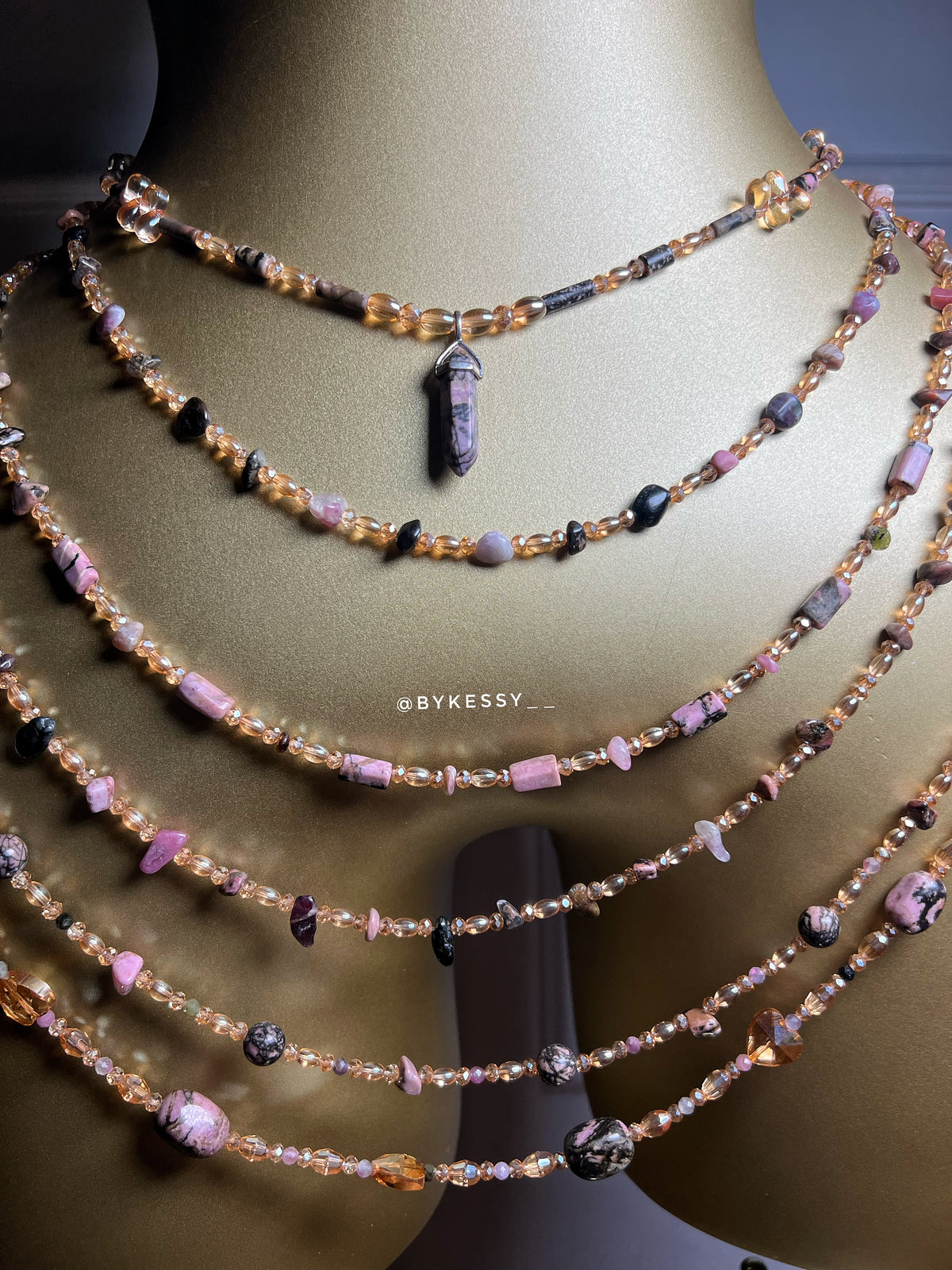 Rhodonite x Watermelon Tourmaline Gemstone Waist Beads